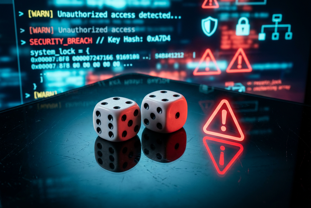 A symbolic representation of security and risk in digital gaming.